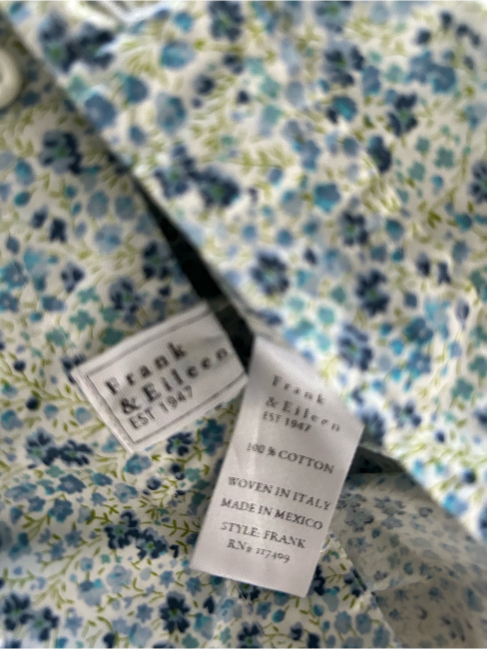 Frank & Eileen women’s Light Blue and Navy Floral Button-Down Shirt - Picture 4 of 5